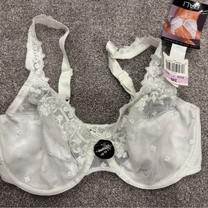 Bali White Lace Sheer Underwire Bra; 34D